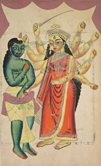 Black Ink Gallery: Durga, 1800s. Creator: Unknown
