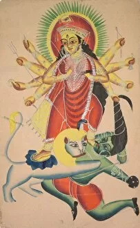 Black Ink Gallery: Durga Killing the Demon Mahisha, 1800s. Creator: Unknown