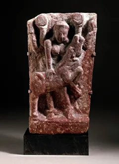 Sandstone Prints: Durga Slaying the Buffalo Demon, c.200. Creator: Unknown