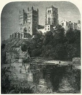 Durham County Durham Prints: Durham Cathedral, from the River, c1870