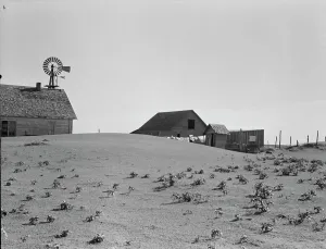 Water Amenities Prints: Dust Bowl farm, Coldwater District, near Dalhart, Texas, 1938. Creator: Dorothea Lange