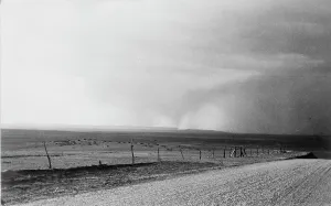 Prairies Prints: Dust storm near Mills, New Mexico, 1935. Creator: Dorothea Lange