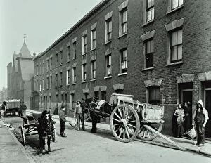 Cartwheel Gallery: Dustmen and dust cart in Beckett Street, Camberwell, London, 1903