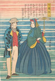 Utagawa Yoshikazu Prints: Dutch Couple, 10th month, 1862. Creator: Yoshikazu