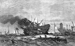 Repair Prints: A Dutch East Indiaman Hove Down - painted by G. H. Andrews... 1856. Creator: Mason Jackson