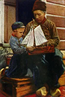 Iasmatzis Prints: Dutch father and son in traditional dress, c1928. Creator: Unknown