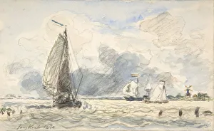 Dutch Fishing Boats, Verso: Sketches of Boats, 1870. Creator: Johan Barthold Jongkind
