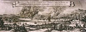 Chatham Prints: Dutch fleet sailing up the Medway River to bombard Chatham and Rochester in 1667, c1667