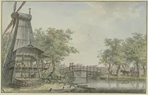 Canal Prints: Dutch landscape by a canal with a bridge over it, 1783. Creator: Johann Jakob Koller