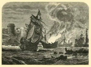 Shipwreck Prints: The Dutch in the Medway: De Ruyters Attack on Upnor Castle, 1667, (1890). Creator: Unknown