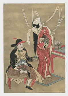 Dutch physician anatomizing a japanese woman, 18th century. Artist: Anonymous Dutch physician anatomizing a japanese woman, 18th century. Artist: Anonymous