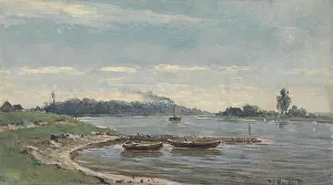 Cove Prints: Dutch river view, 1847-1893. Creator: Pieter Louis Hoedt