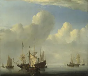 Velde Prints: A Dutch Ship coming to Anchor, 1657. Artist: Velde, Willem van de, the Younger (1633-1707)