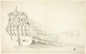 Velde Willem Van De I Prints: Dutch Ship with Ornamental Prow Seen from Starboard Quarter
