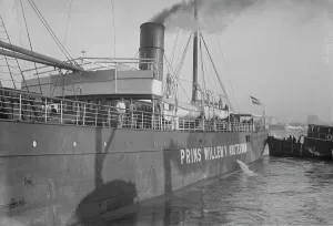 Tugboat Prints: Dutch ship painted for War Zone, between 1914 and c1915. Creator: Bain News Service