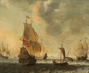 Dutch Ships in a Lively Breeze, probably 1650s. Creator: Jacob Adriaensz. Bellevois
