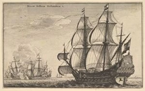 Dutch Warships (Naves Bellicæ Hollandicæ), 1647. Creator: Wenceslaus Hollar