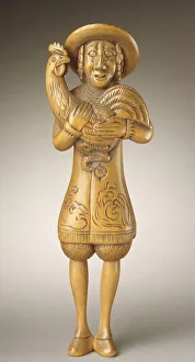 Boxwood Prints: Dutchman Holding Rooster, 18th century. Creator: Unknown