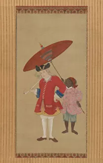 Colonisation Gallery: Dutchman with a Servant, early 19th century. Creator: Kawahara Keiga