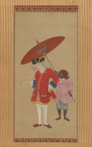 Colonist Prints: Dutchman with a Servant, early 19th century. Creator: Kawahara Keiga