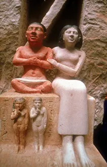 Family Group Prints: The dwarf Seneb with his wife and two children, Giza, 5th Dynasty
