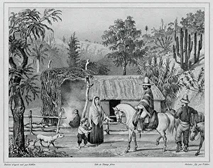 Godefroy Engelmann Prints: Dwelling at Valparaiso, Chile, 19th century