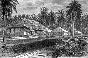 Java Prints: Dwellings of Europeans employed at the Stone Quarries of Merak, 1883. Creator: Unknown