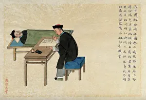 Legal Document Prints: A dying (?) man dictates his will (?) to a scribe seated at a table by his bedside