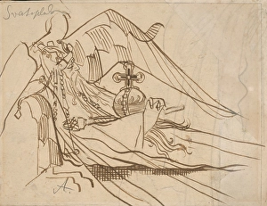 Historical Motif Prints: The Dying Svatopluk, 1880-1890. Creator: Mikolas Ales