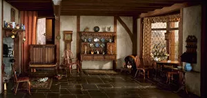 Curtain Collection: E-5: English Cottage Kitchen of the Queen Anne Period, 1702-14, United States, c. 1937