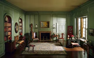 Desk Prints: E-6: English Library of the Queen Anne Period, 1702-50, United States, c. 1937