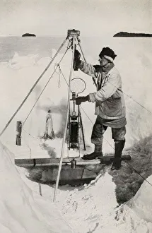 Climate Prints: E. W. Nelson with the Nansen-Petersen Insulated Water-Bottle, c1911, (1913). Artist