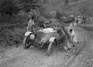 Inter Varsity Trial Prints: EA Beales Vauxhall 30-98 Velox 4 seater receiving a push during the Inter-Varsity Trial