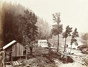 Waterwheel Prints: Eagle Creek, Columbia River, 1867. Creator: Carleton Emmons Watkins