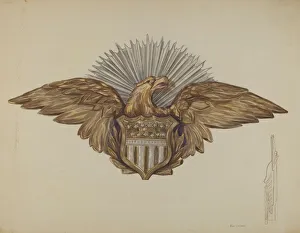 Watercolor And Graphite On Paperboard Collection: Eagle Emblem, c. 1938. Creator: Eva Wilson