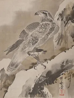 Kawanabe Kyosai Prints: Eagle Holding Small Bird, ca. 1887. Creator: Kawanabe Kyosai
