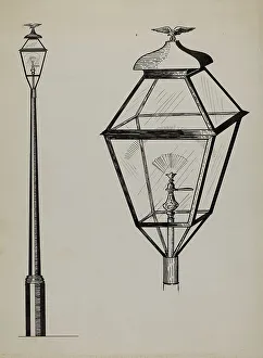 Eagle Lamp and Post, c. 1936. Creator: Florence Huston