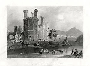 Images Dated 17th February 2006: The Eagle Tower, Carnarvon Castle, Caernarfon, North Wales, 1860. Artist: JC Armytage