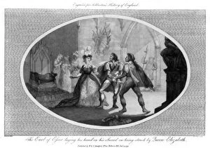 2nd Earl Of Essex Gallery: The Earl of Essex laying his hand on his sword on being struck by Queen Elizabeth, (1792)
