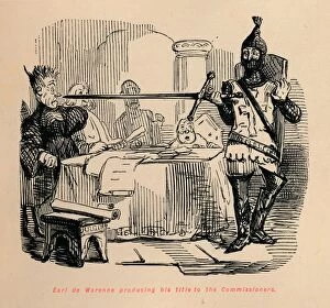 The Comic History Of England Gallery: Earl de Warenne producing his title to the Commissioners, c1860, (c1860). Artist: John Leech