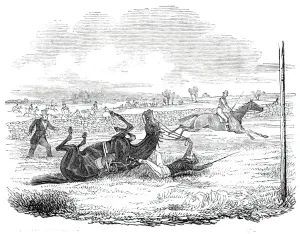 Horse Race Gallery: The Earl of Wiltons fall, 1844. Creator: Unknown