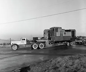 Barnsley Gallery: Early 1940s Diamond T truck pulling a large load, South Yorkshire, 1962