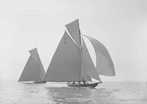 The two early 8 Metre class Verbena and Termagent racing in a gentle wind, 1911