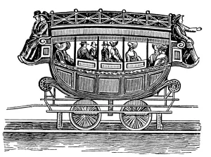 Early American railroad car adopted from road transport