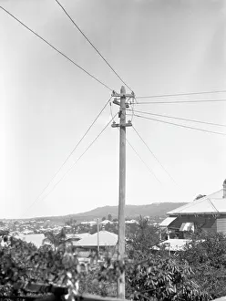 Lestrange Robert Augustus Henry Prints: Early Brisbane power poles, c1900s