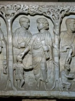 Detail of early Christian sarcophagus