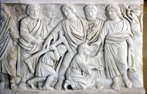Early Christian Sarcophagus of Christ healing the sick, 4th century Early Christian Sarcophagus of Christ healing the sick, 4th century