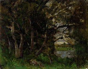 Lakeside Prints: Early Evening Motif in a Park in Strazky, 1895-1900. Creator: Ladislav Mednyanszky