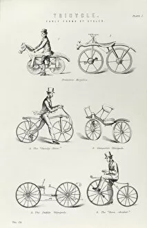 Baron Karl Von Drais Gallery: Six early forms of bicycle, c1870