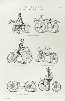 Invention Prints: Six early forms of bicycle, c1870